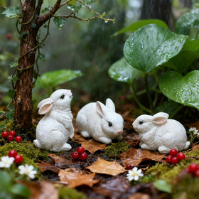 TaTalife realistic rabbit statue with bright eyes enhances patios and lawns.