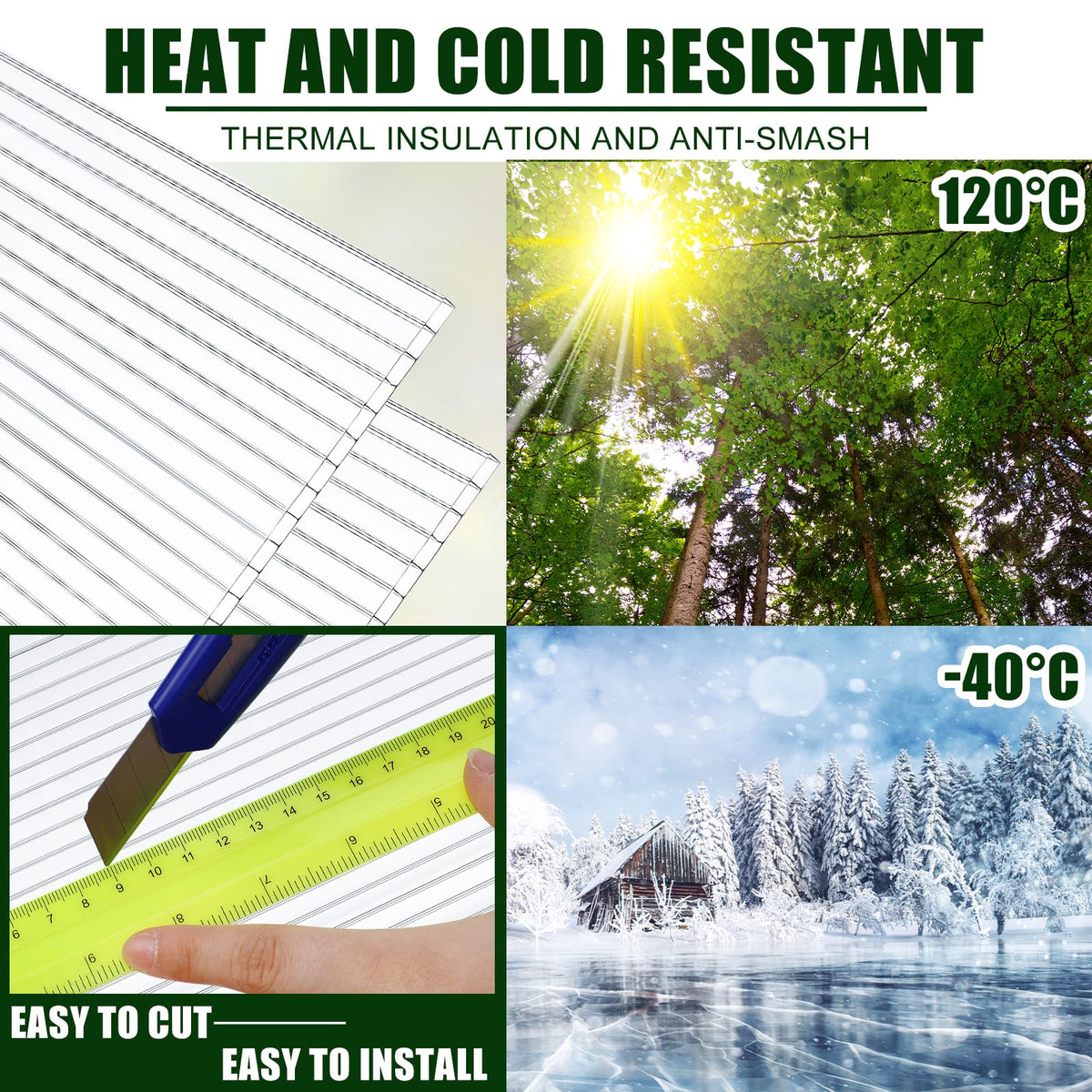 Tatuo greenhouse panel cutting easy demonstrates simple sizing with a utility knife.