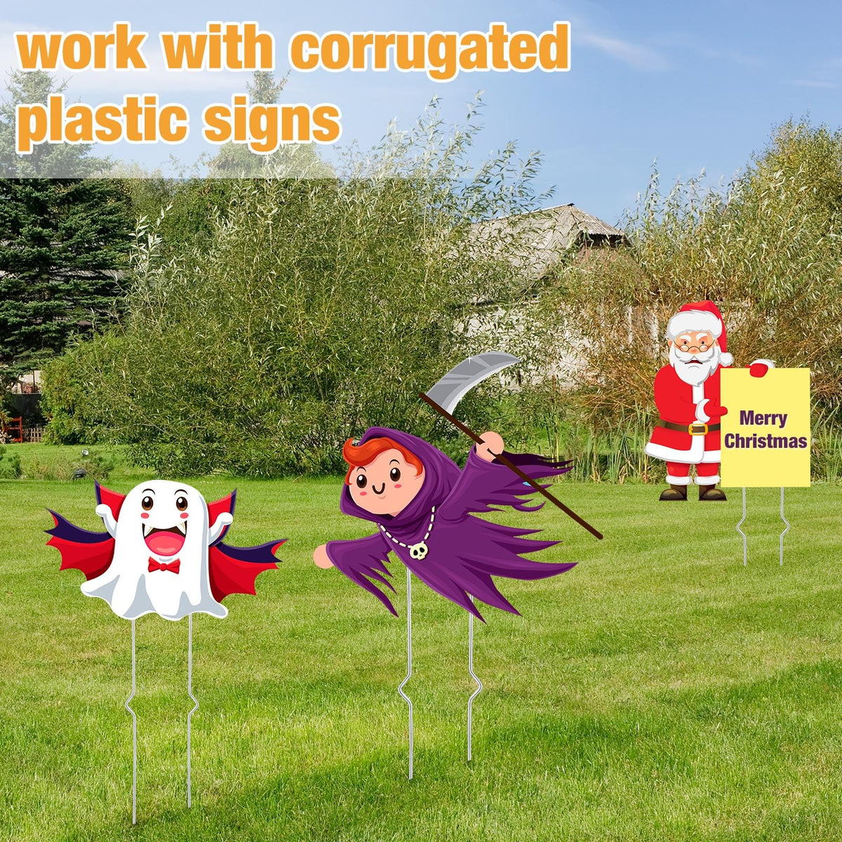 Tatuo sign stake set easy to insert through corrugated plastic signs