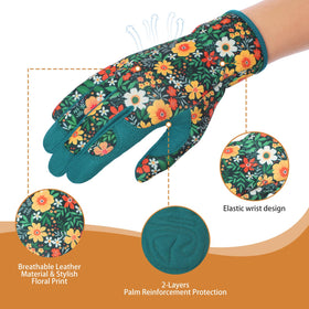 Tavaleu gloves show breathable back fabric to keep hands cool while weeding.