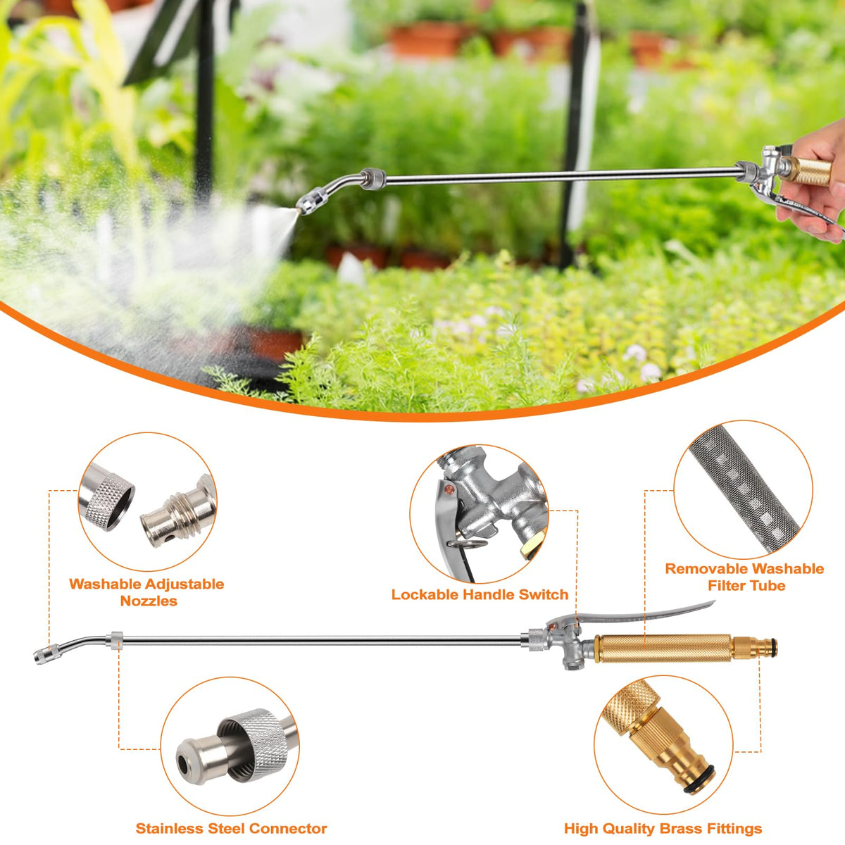 Tayapura built-in strainer tube catches debris for smoother spray