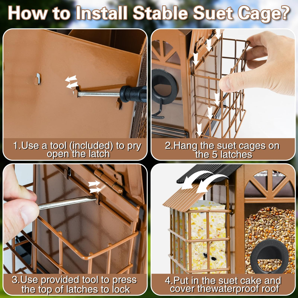 TayePin all-weather feeder with waterproof roof and drainage