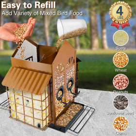 TayePin bird feeder with side suet cages for extra feeding space