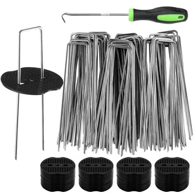 TAYLOON landscape stakes 6 inch with gasket pack for secure weed barrier installation.