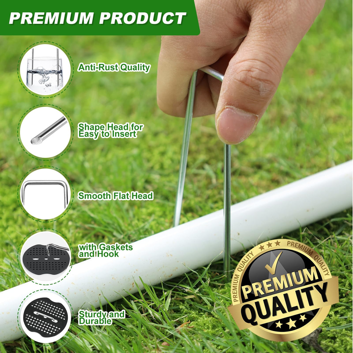 TAYLOON versatile stakes for turf, tarps, and outdoor wires.