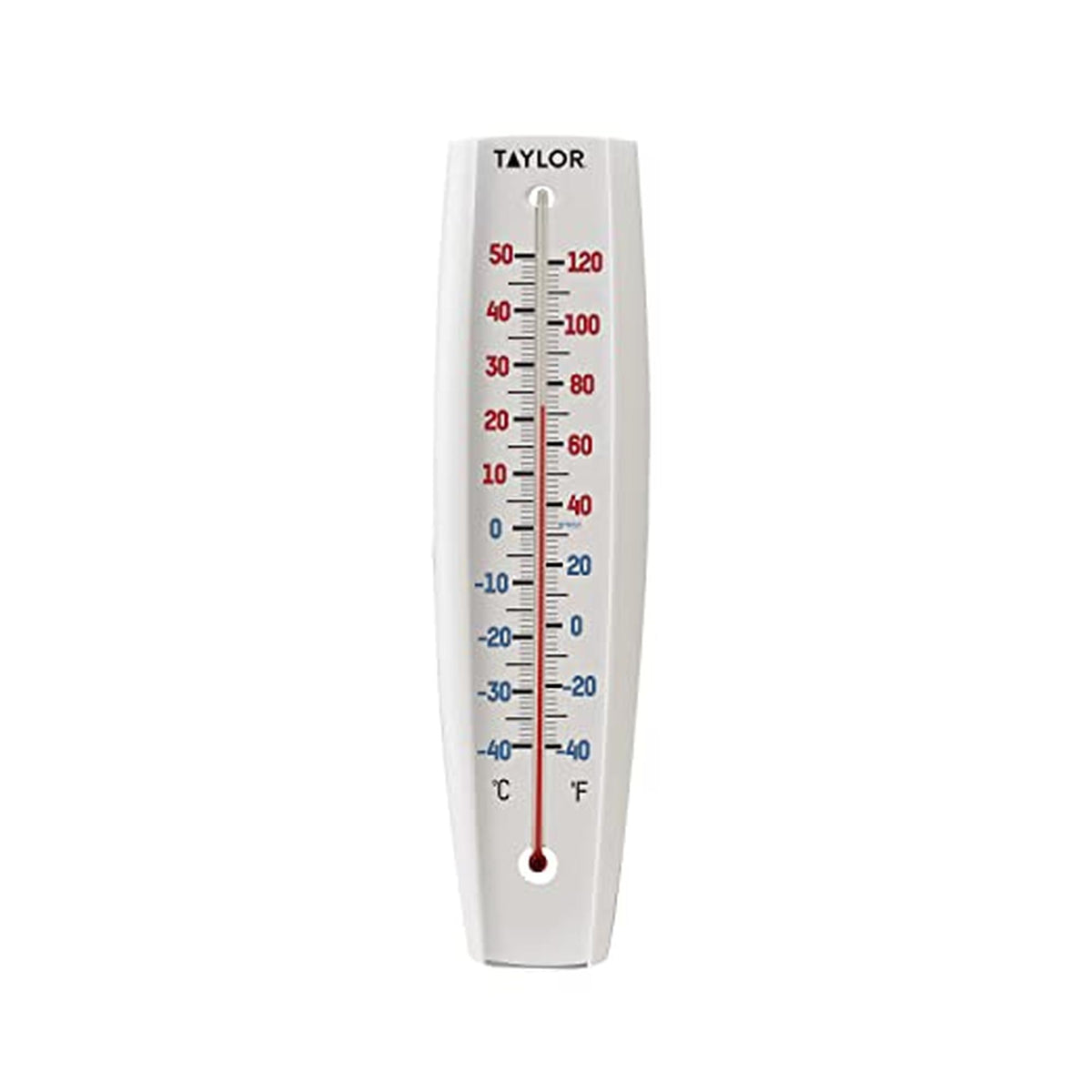 Taylor 14-inch jumbo thermometer front view for easy outdoor readings.