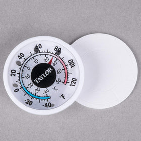 Taylor 5380n adhesive thermometer back view, easy stick-on mounting.