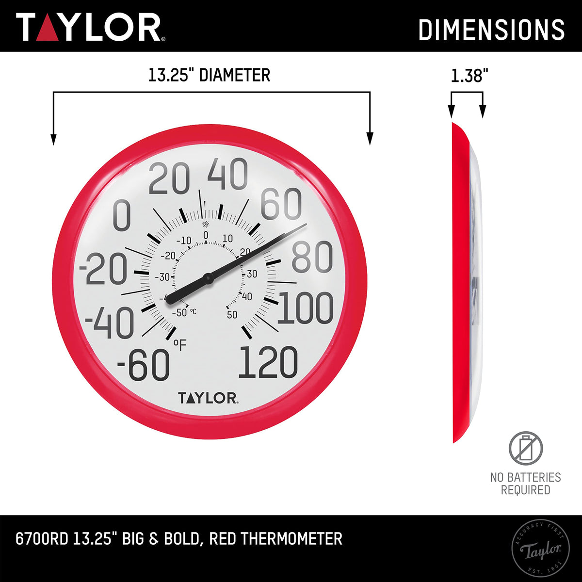 Taylor Big and Bold 13.25-inch display for easy readings from afar.