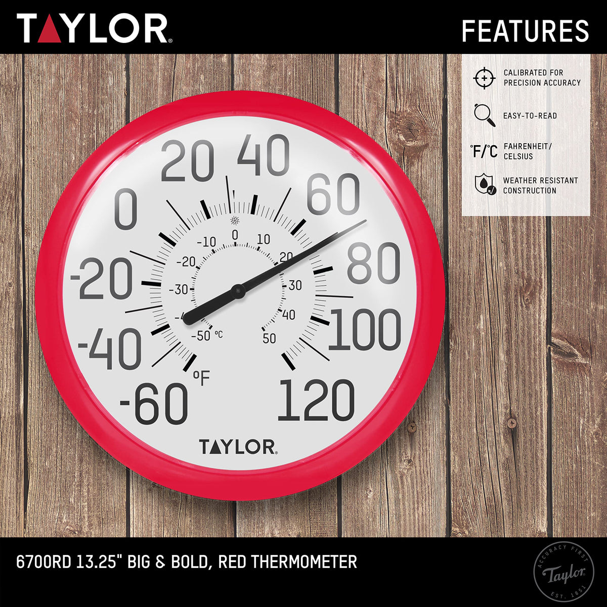 Taylor Big and Bold shatterproof lens maintains clear visibility in harsh weather.
