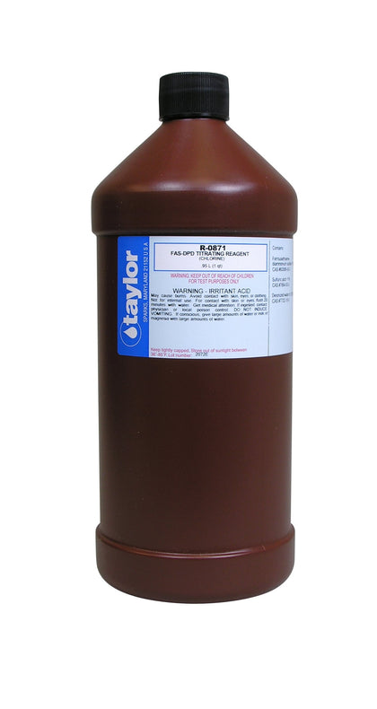 Taylor R0871-F replacement pool reagent for FAS-DPD titration enables precise water testing.