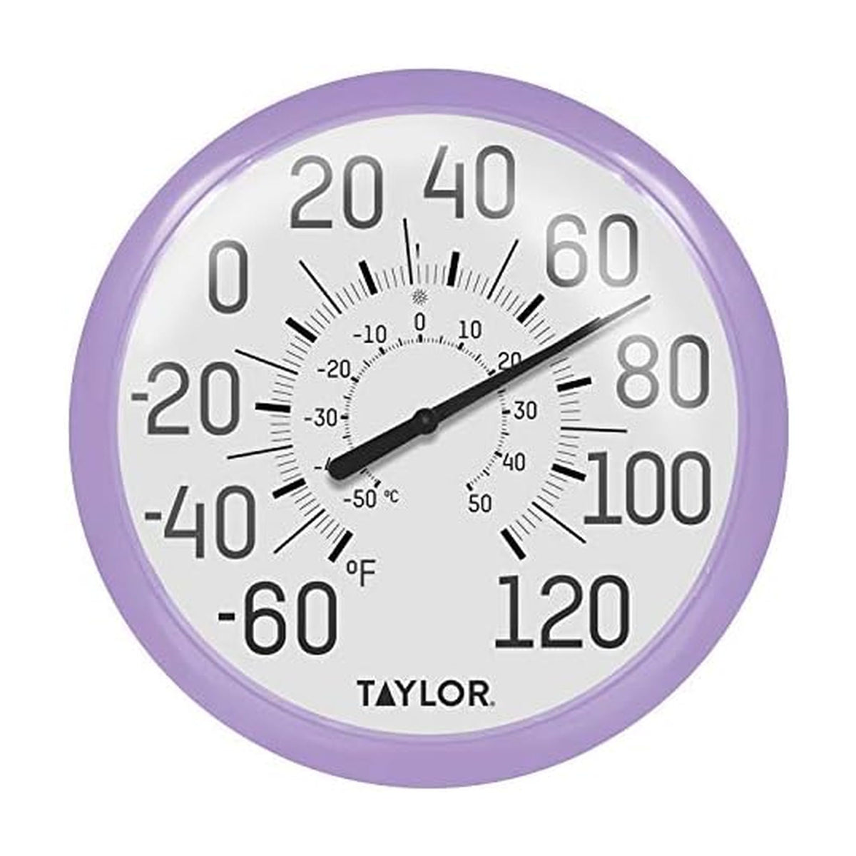 Taylor Big and Bold wall dial thermometer display with at-a-glance outdoor readings.