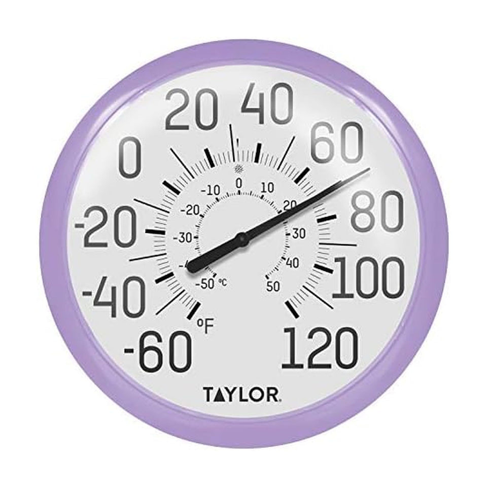Taylor Big and Bold wall dial thermometer display with at-a-glance outdoor readings.