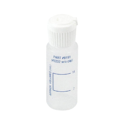 Taylor 9191 bottle with calibrated 7 & 14 mL marks and dispenser cap for precise CYA dosing.