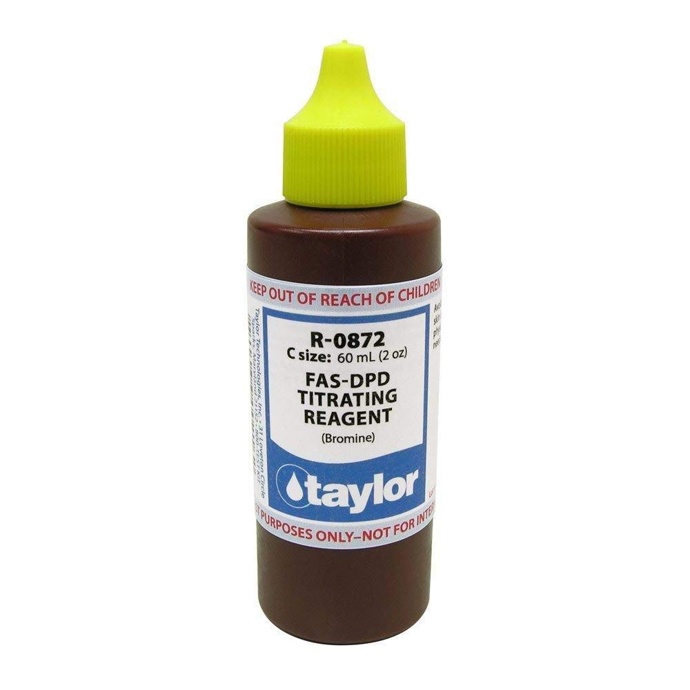 Taylor Technologies FAS-DPD bromine titrating reagent bottle for precise pool testing