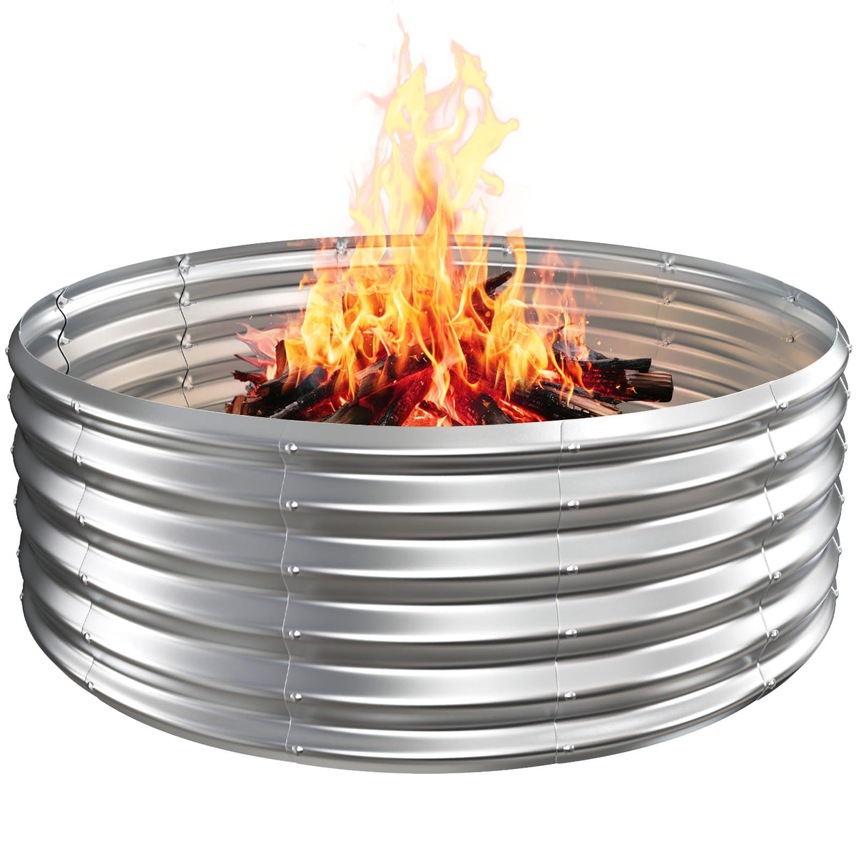 TBMLC Camp Fire Ring Pit front view showing durable galvanized steel for long-lasting outdoor fires