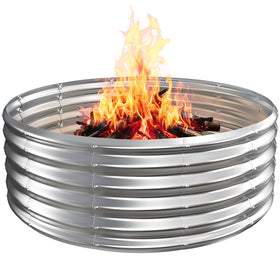 TBMLC Camp Fire Ring Pit front view showing durable galvanized steel for long-lasting outdoor fires