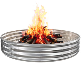 TBMLC camp fire ring pit outdoors with durable galvanized steel for long-lasting warmth.