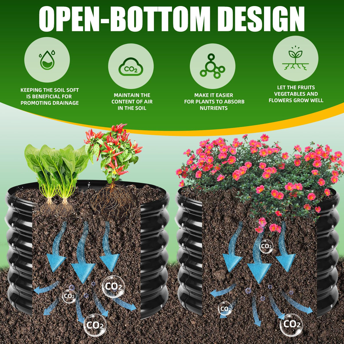 TBMLC garden bed in-use shows versatile planting for veggies and blooms.