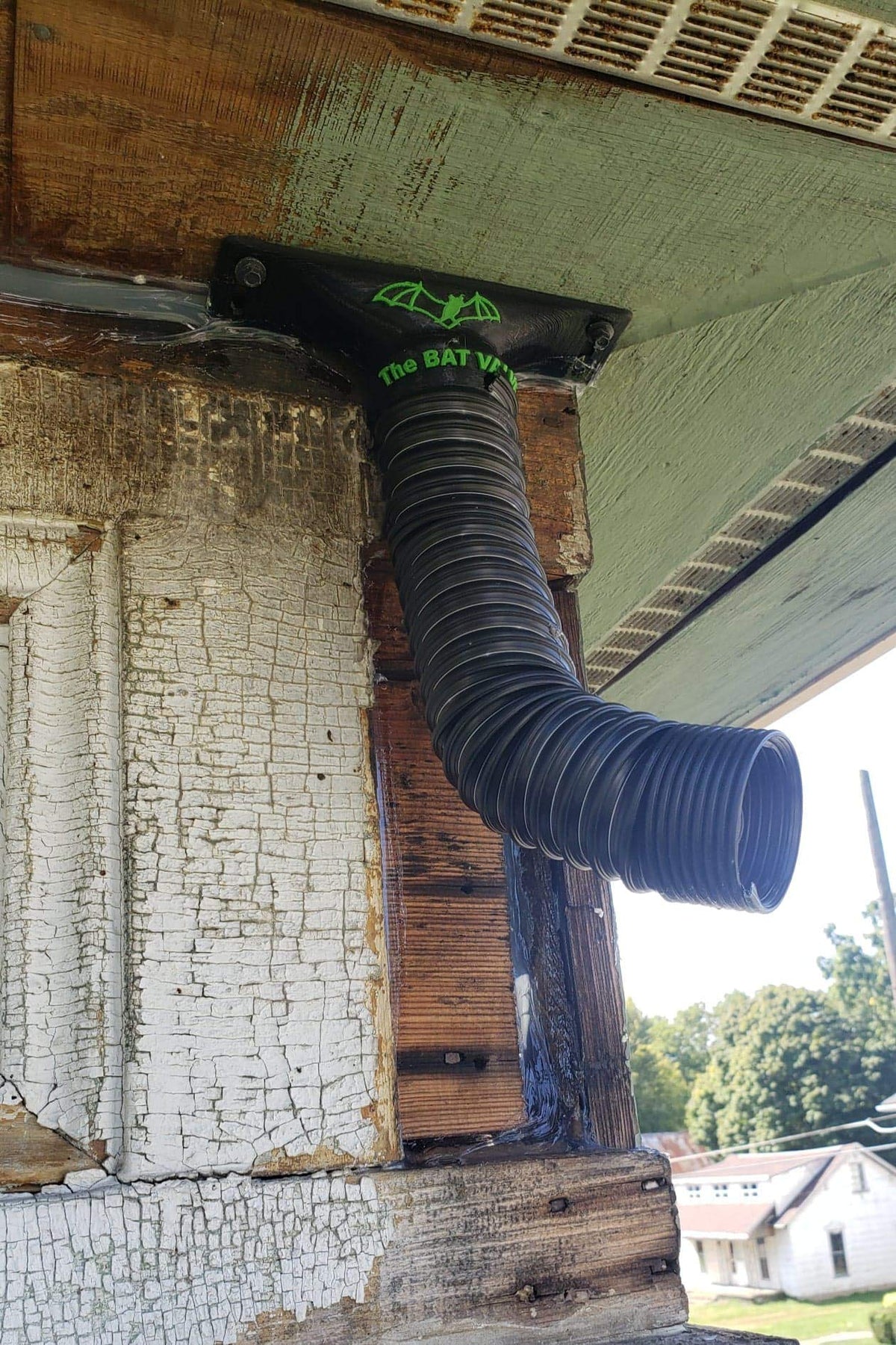 TBV-FR4 attic vent installation demonstrating the one-way exit path