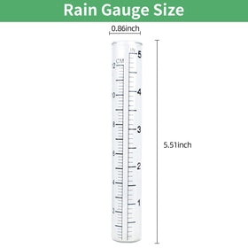 TBWHL clear glass rain gauge tube showing measurement scales