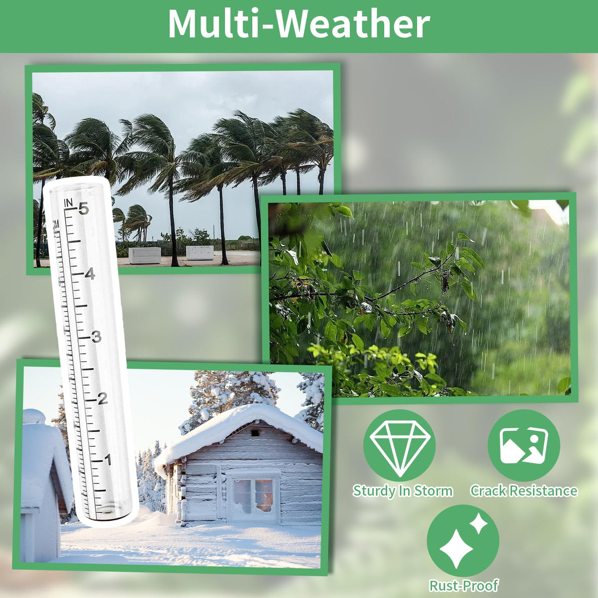 TBWHL outdoor yard rain gauge tube mounted for garden use