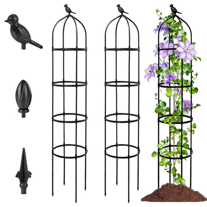TCBWFY 6ft garden obelisk trellis with adjustable tiers supports climbing plants elegantly.