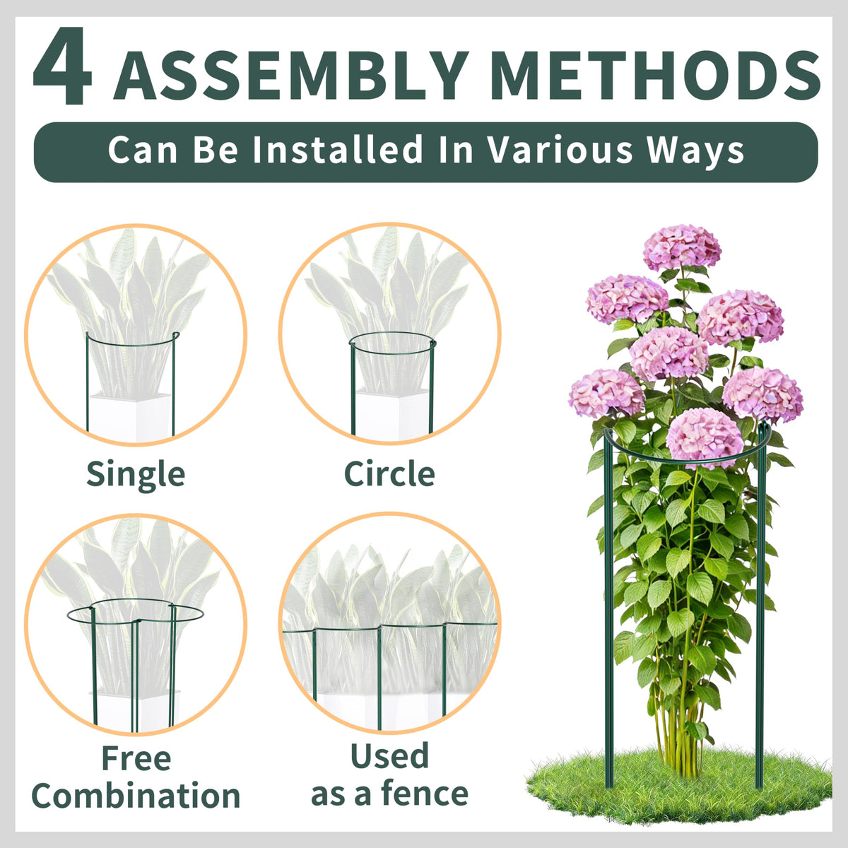 TCBWFY easy installation by pushing stakes into soil around the plant.