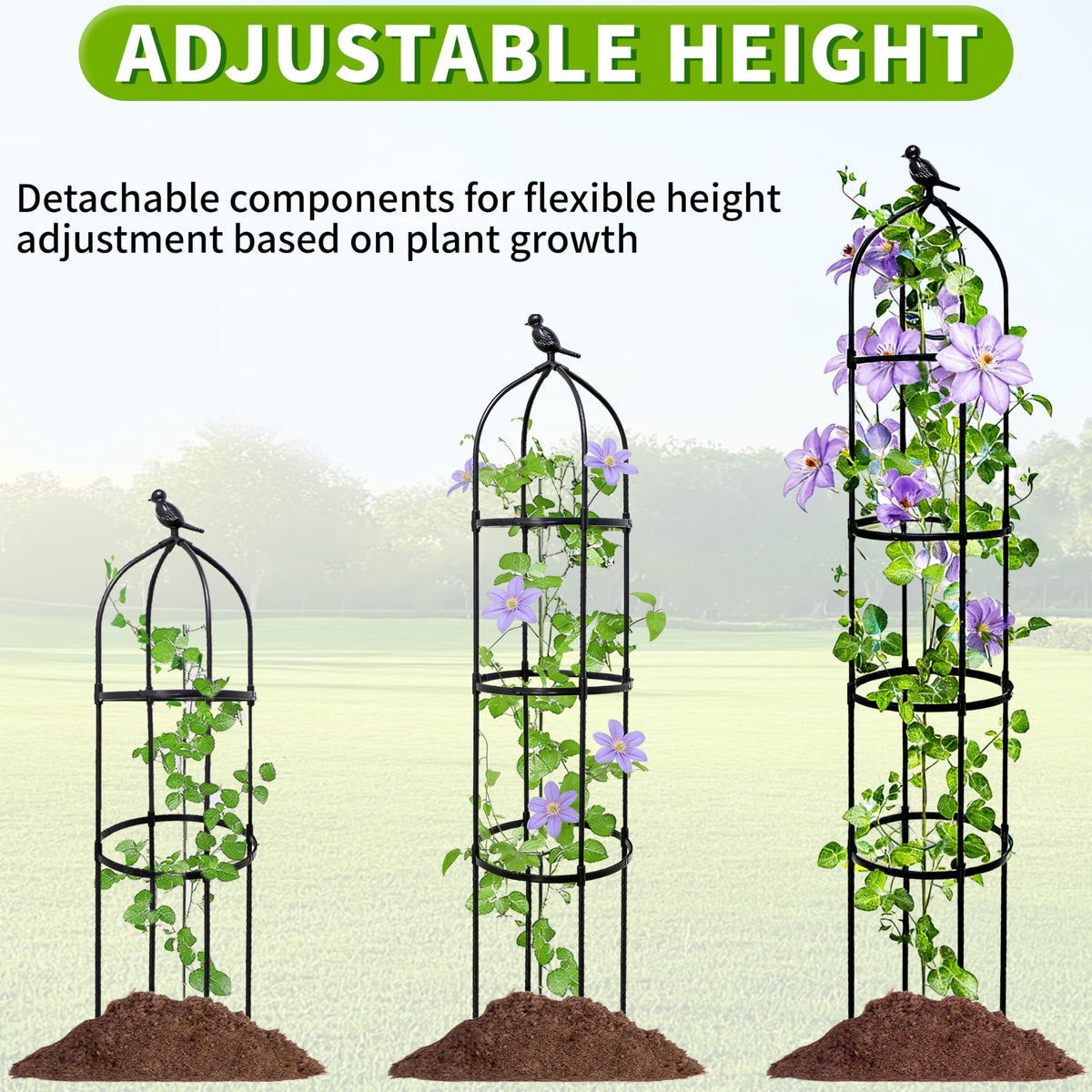 TCBWFY interchangeable decorative toppers to customize garden style.