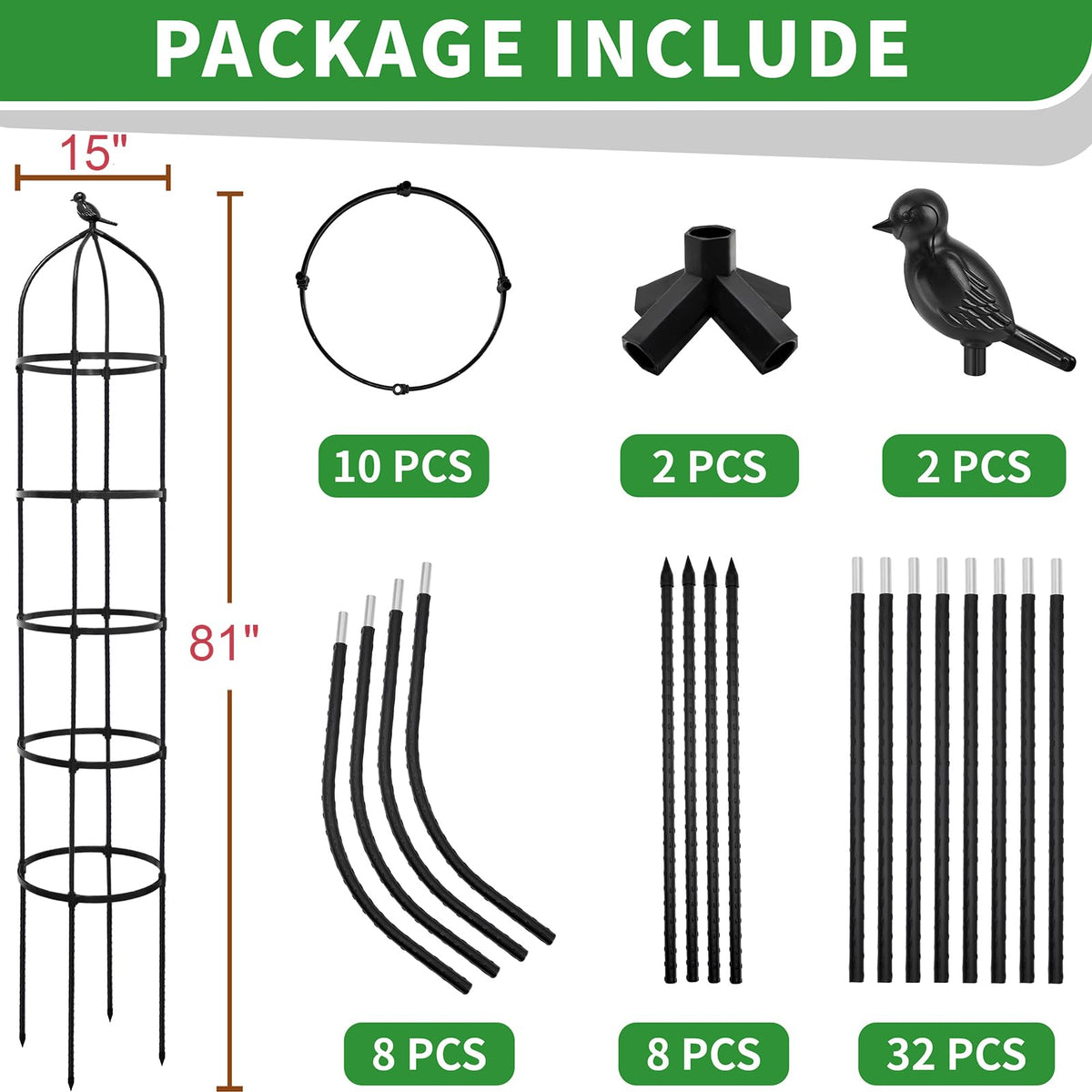 TCBWFY plant-support-tower sturdy garden fixture supports vines and flowers.