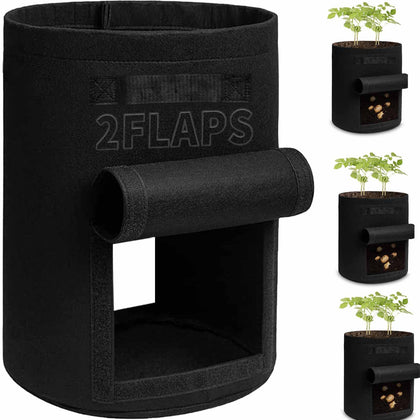 TCBWFY potato grow bag with two harvest windows for easy potato harvesting.