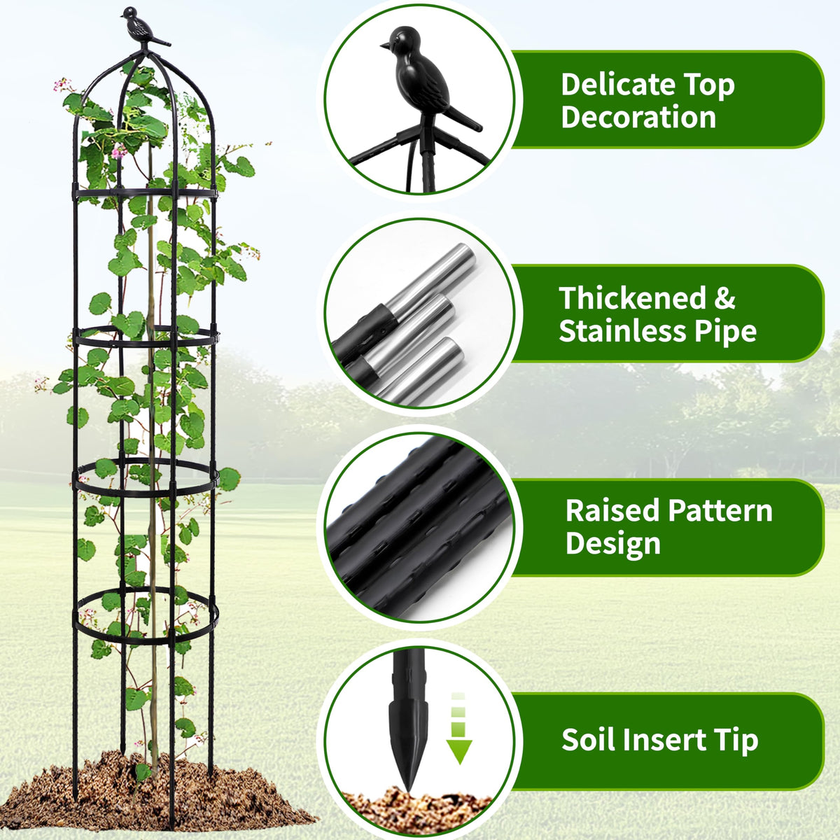 TCBWFY trellis features rustproof coating for weather resistance across seasons.