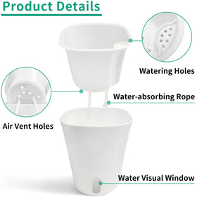 TCBWFY inner pot and outer pot arrangement with wick system supports plant moisture