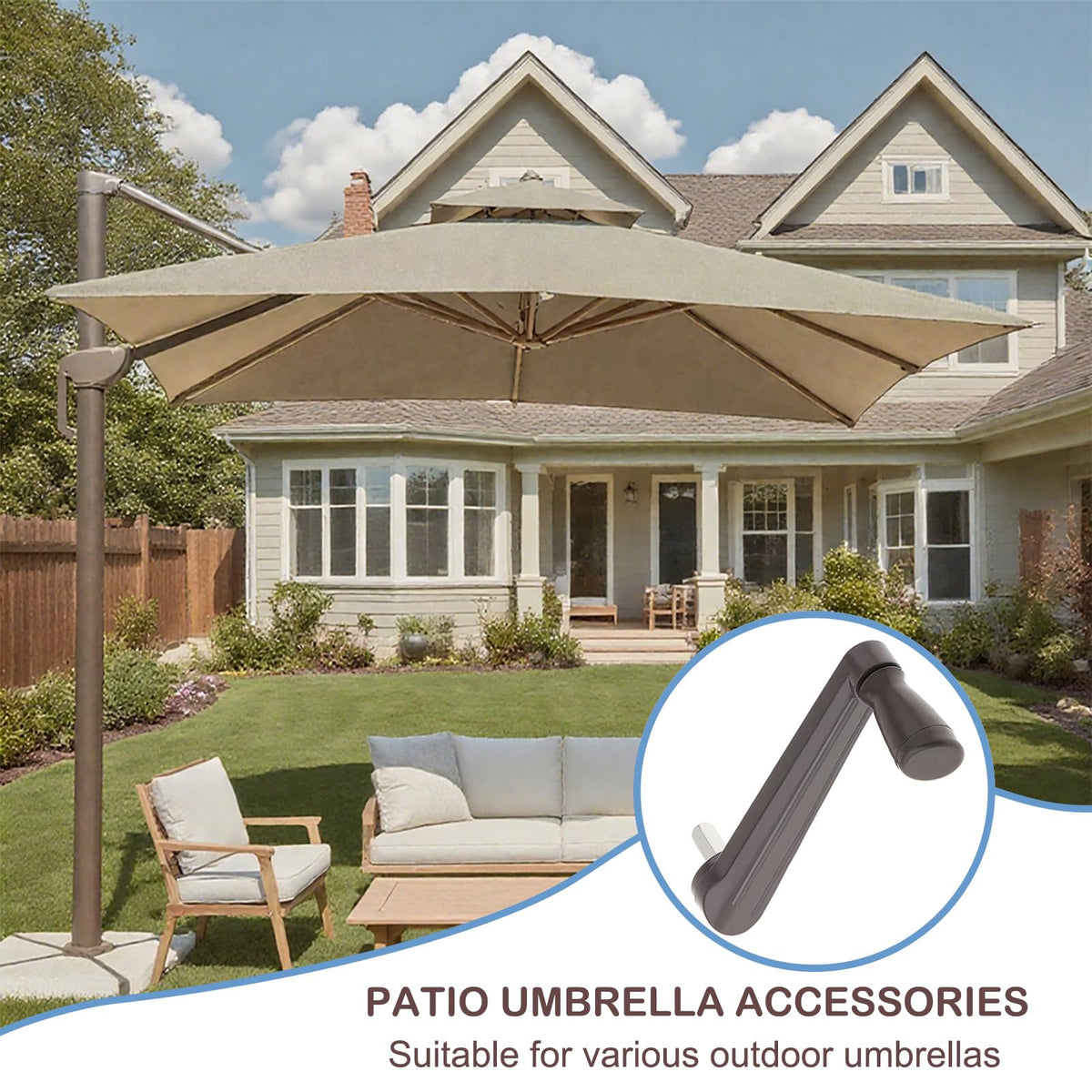 Tceapoo brown crank handle complements outdoor décor