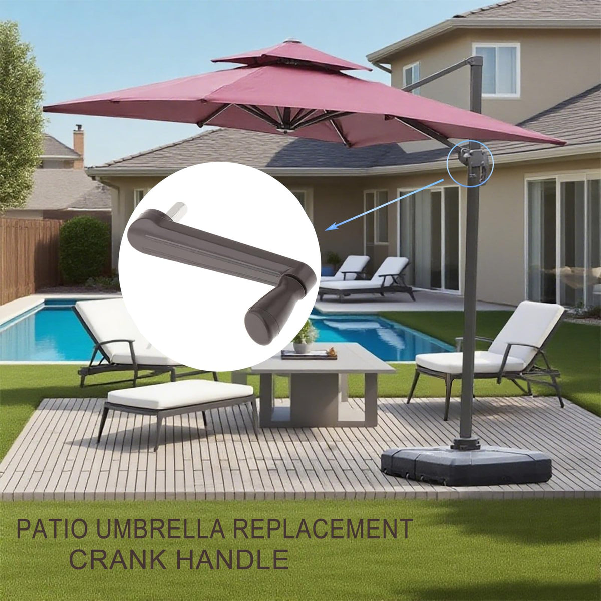 Tceapoo crank handle close-up shows heavy-duty metal detail