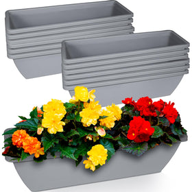 Tcevily 12-pack window box planters set for versatile balcony gardening.