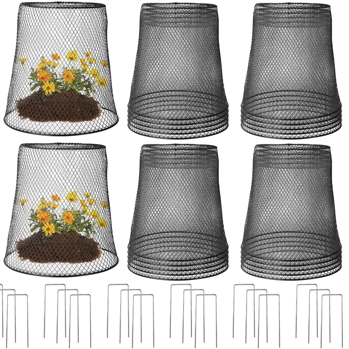 Tcevily 24-pack large chicken wire cloche protects plants from animals.