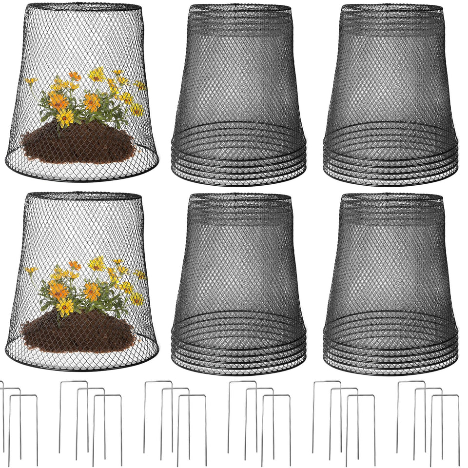 Tcevily 24-pack large chicken wire cloche protects plants from animals.