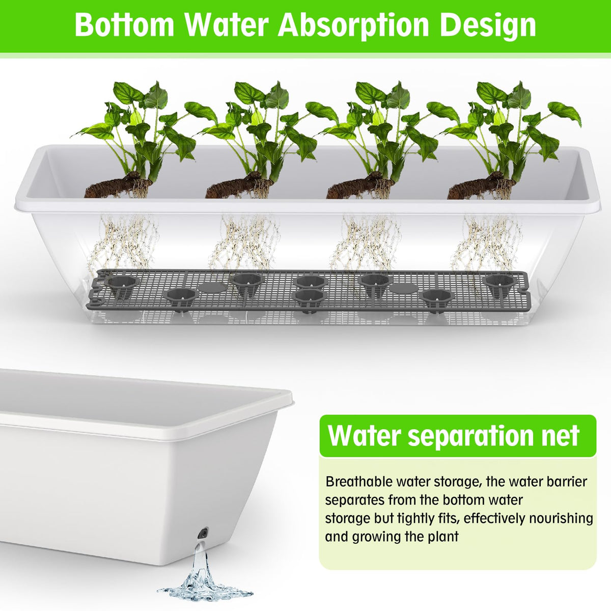 Tcevily durable plastic window planter withstands sun and weather
