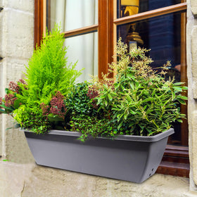 Tcevily outdoor patio display showcases durable planters for gardens.
