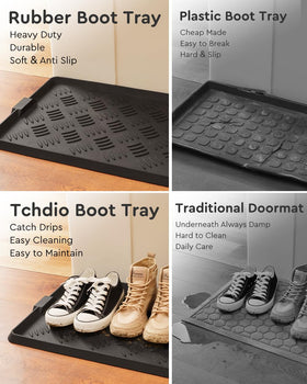 tchdio boot tray raised edges contain drips and mud from footwear.