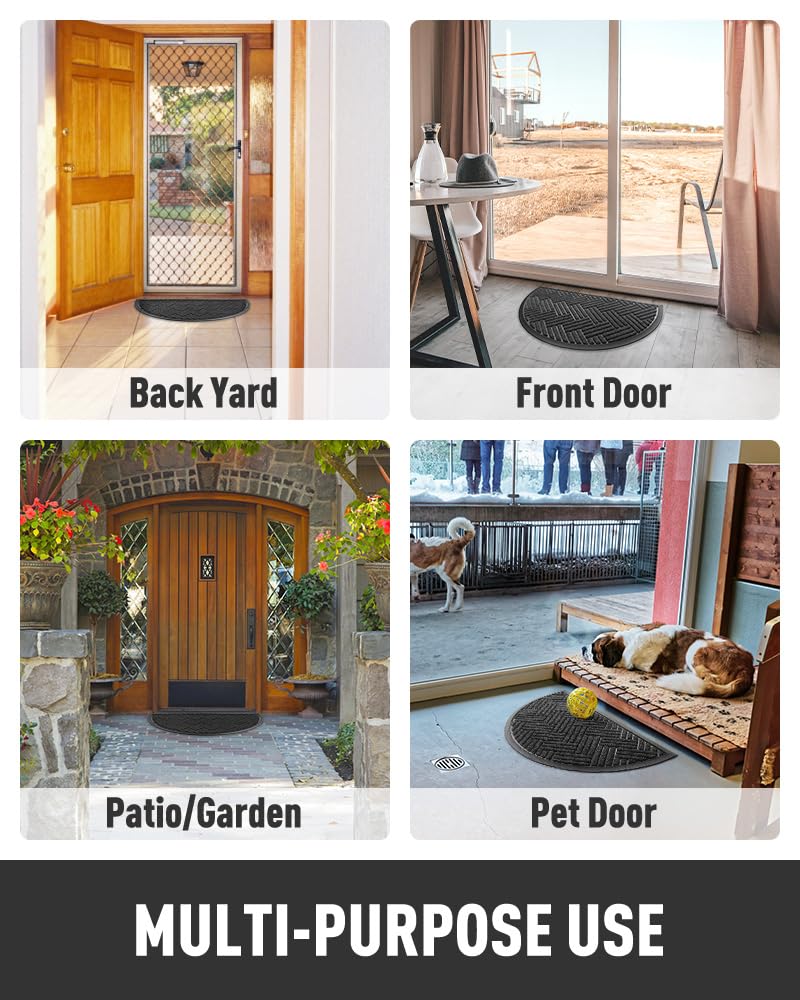 Tchdio door mat keeps entry tidy by trapping mud and moisture from shoes and paws.