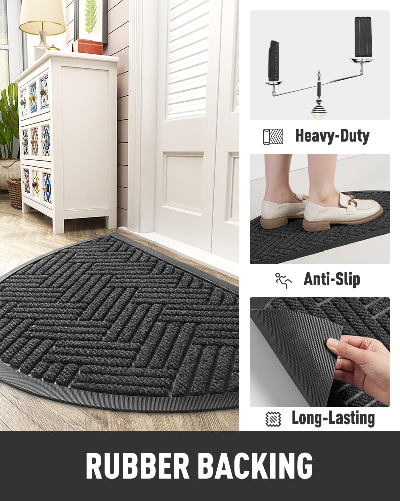 Tchdio door mat natural rubber backing offers all-weather durability and slip resistance.