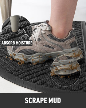 Tchdio door mat polypropylene surface absorbs moisture and brushes off dust for cleaner floors.