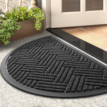 Tchdio semicircular door mat with ribbed outdoor entry grooves traps moisture and dirt.