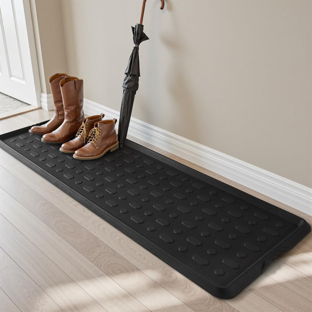 Tchdio durable rubber boot tray in entryway guards floors from mud