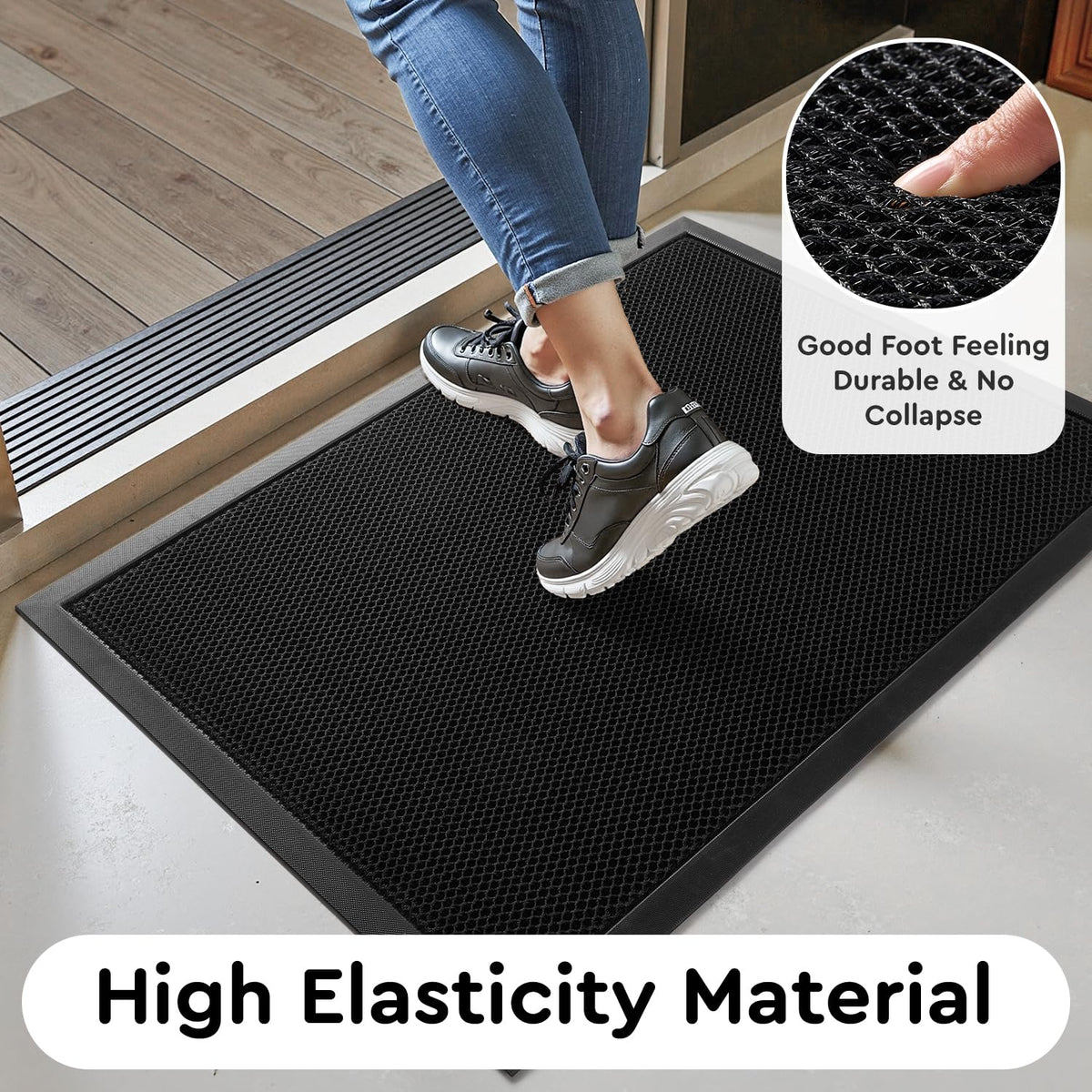 tchdio entrance welcome mat with non-slip backing stays put even on wet surfaces