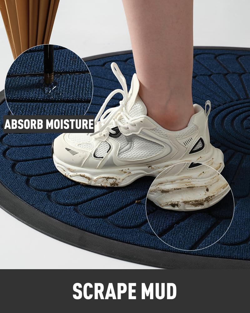 Tchdio front door mat with absorbent surface keeps interiors clean in wet weather.