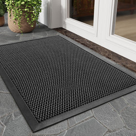 tchdio dirt-trapper mesh front door mat captures dust at entry