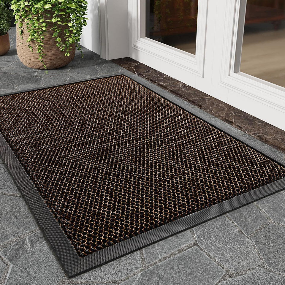Tchdio dirt-trapper front door mat for outside entrance absorbs moisture at the entry