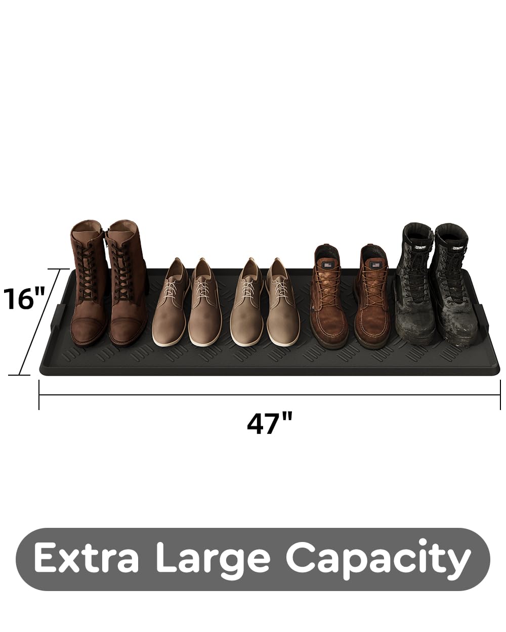 tchdio front door mat tray contains mud at the threshold.